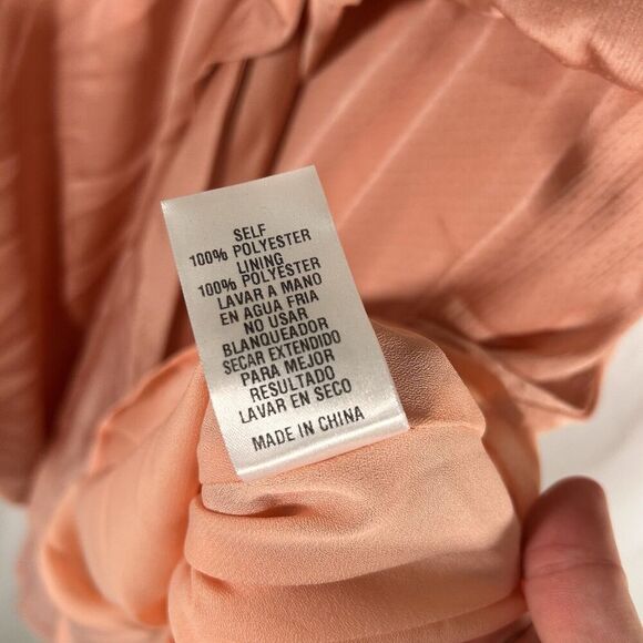 New STORIA Mini Dress Women's Large Pink Vneck Tie Elastic Waist Short Sleeve - Picture 6 of 10